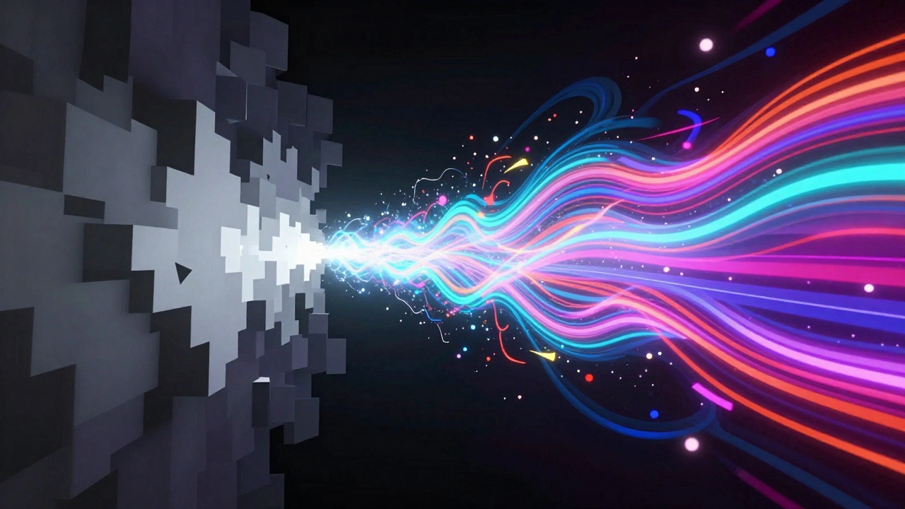 Концепт улучшения производительности игры с яркими абстрактными элементами.