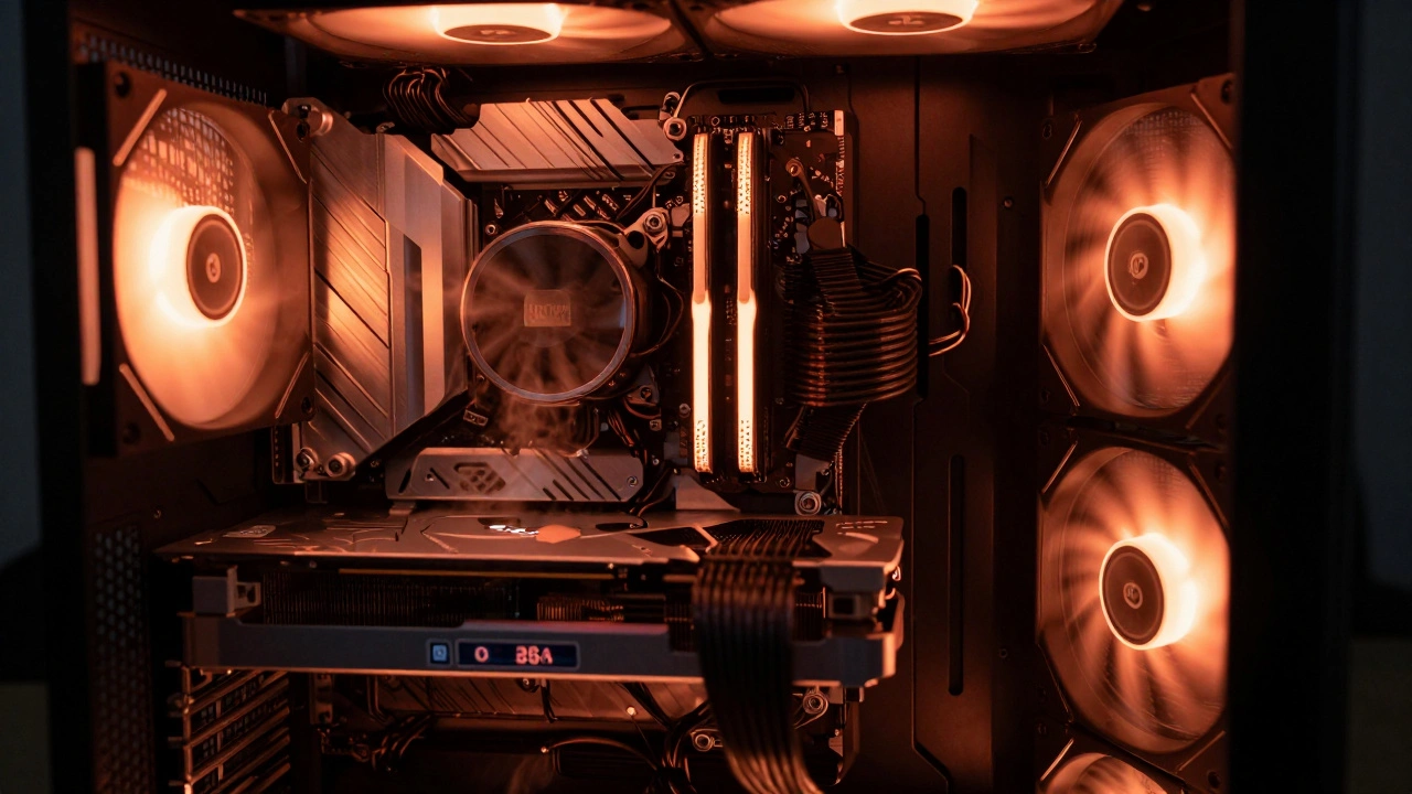 Внутрикорпусное освещение ПК с тепловыми волнами от компонентов.