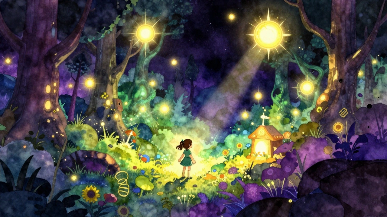 Яркий коллаж из игровых миров с насыщенными цветами и магическим свечением