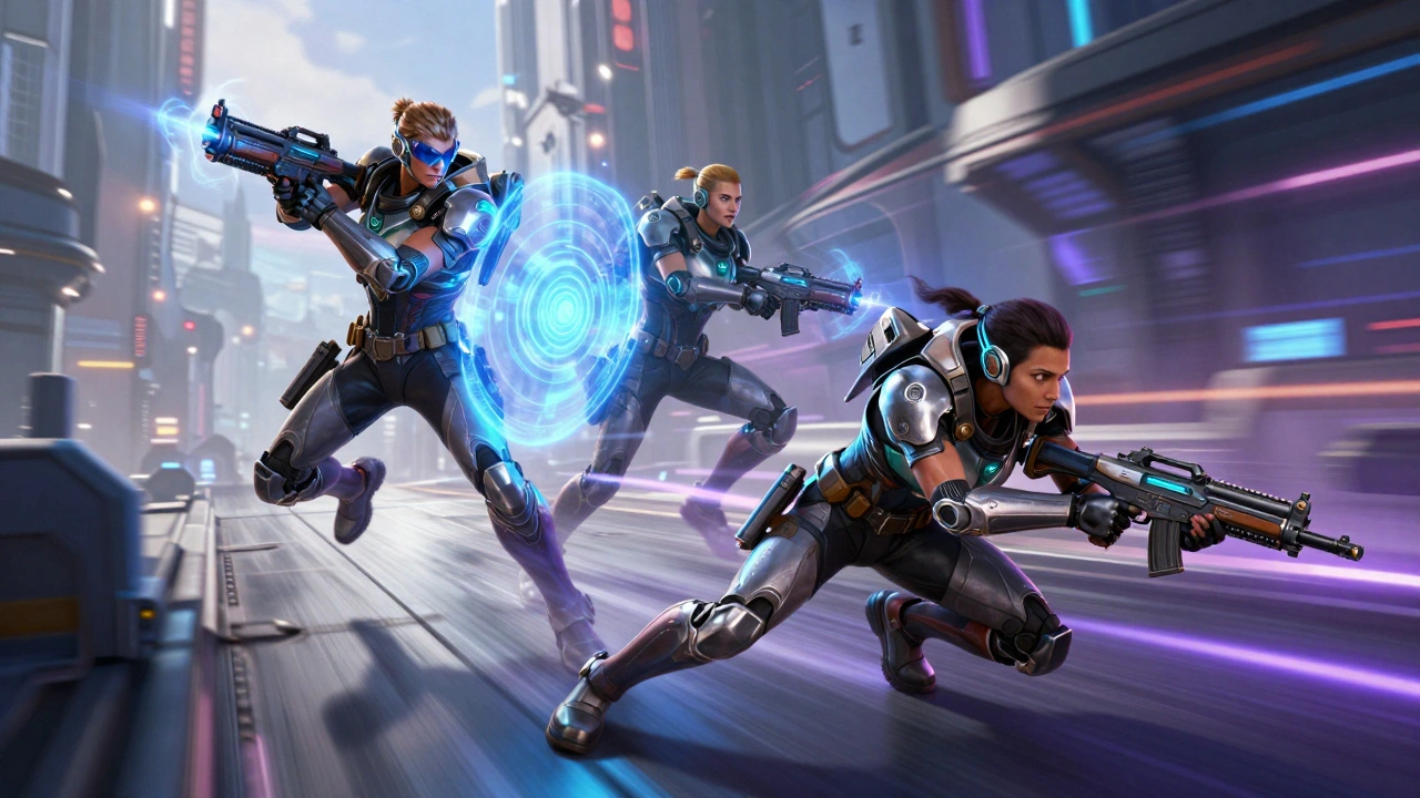 Команда футуристических героев использует суперспособности в динамичном бою Apex Legends