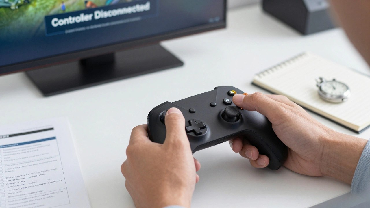 QA-инженер тестирует отключение контроллера консоли во время игры