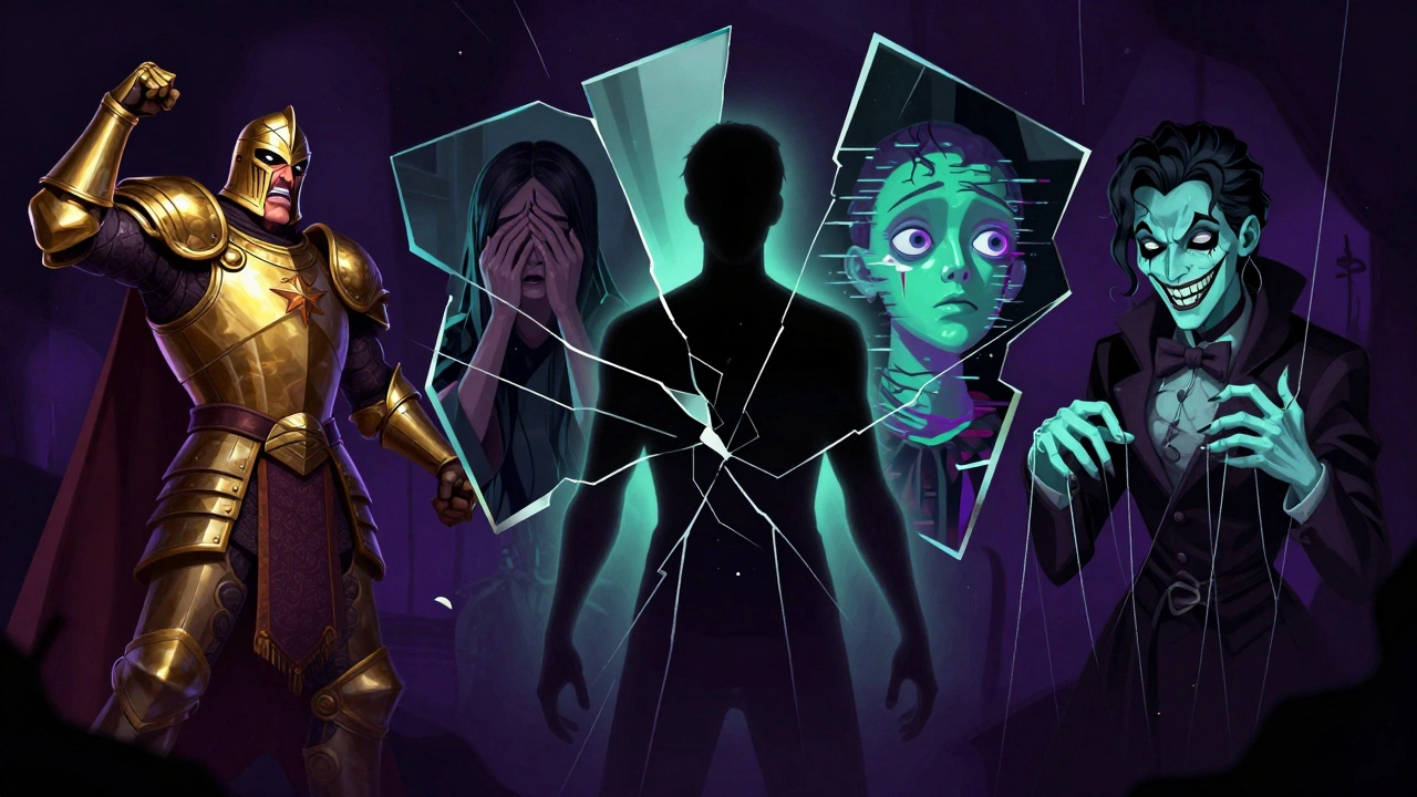 Силуэт человека, разделенный на четыре образа разных типов лжецов