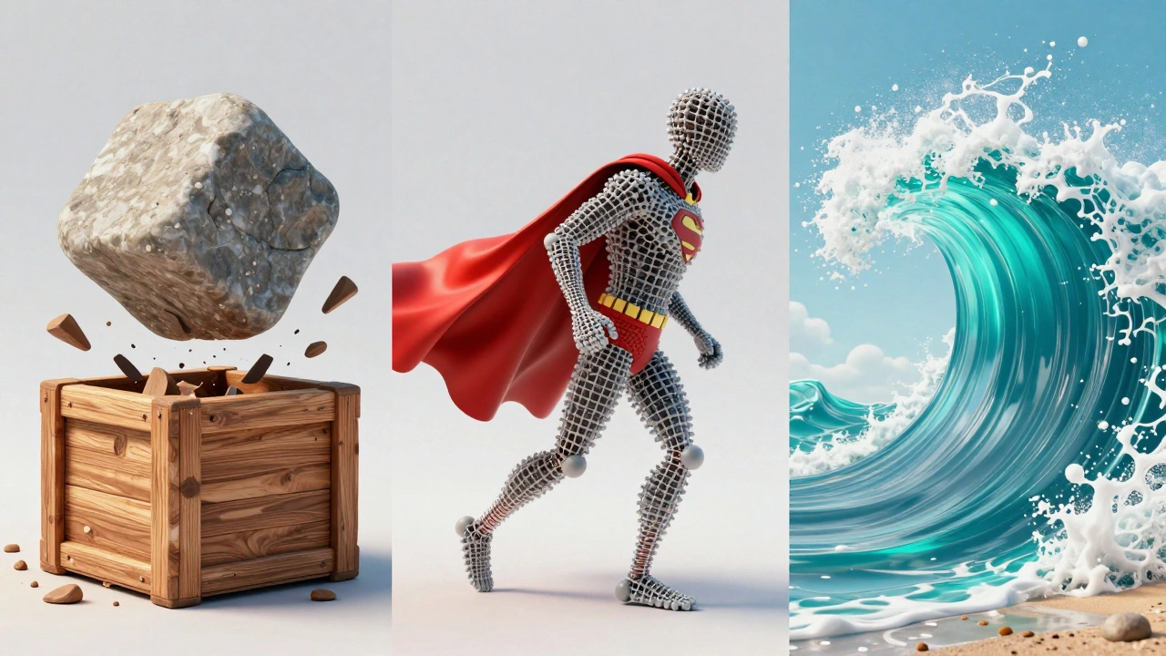 Сравнение симуляций твердого тела, мягкого тела и жидкостей в 3D