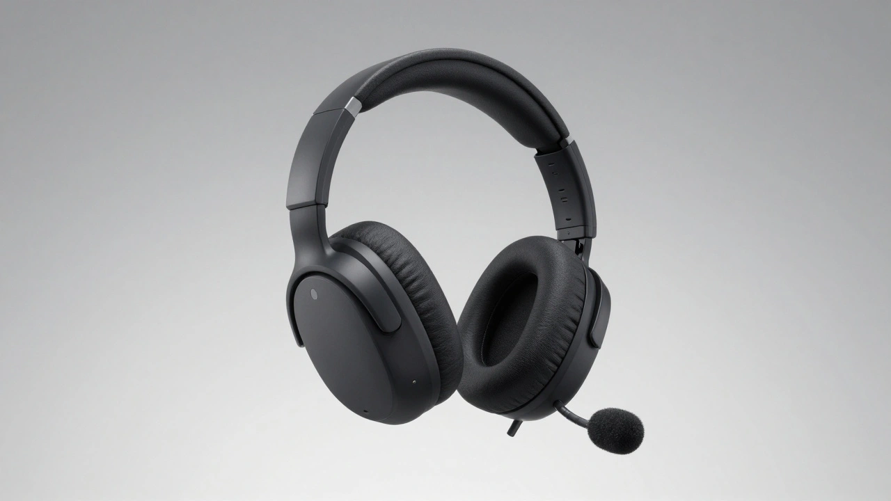 Студийное фото игровой гарнитуры с акцентом на амбушюры и микрофон