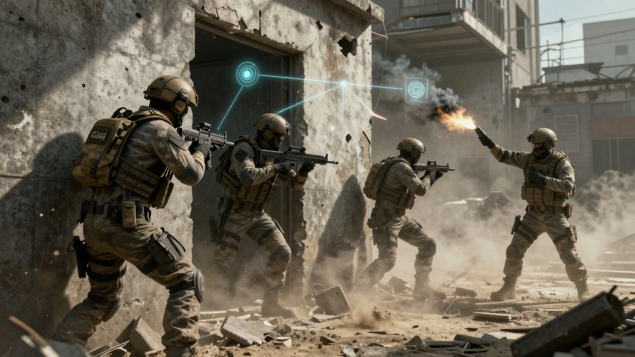 Тактическое взаимодействие отряда солдат с визуализацией планирования целей GOAP