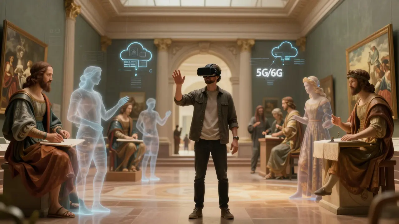 Человек в VR-шлеме среди исторических реконструкций