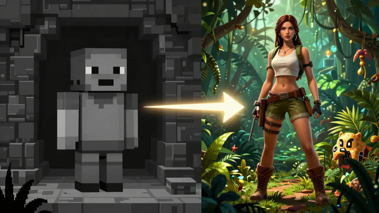 Evolution of a game character from low-poly to realistic style