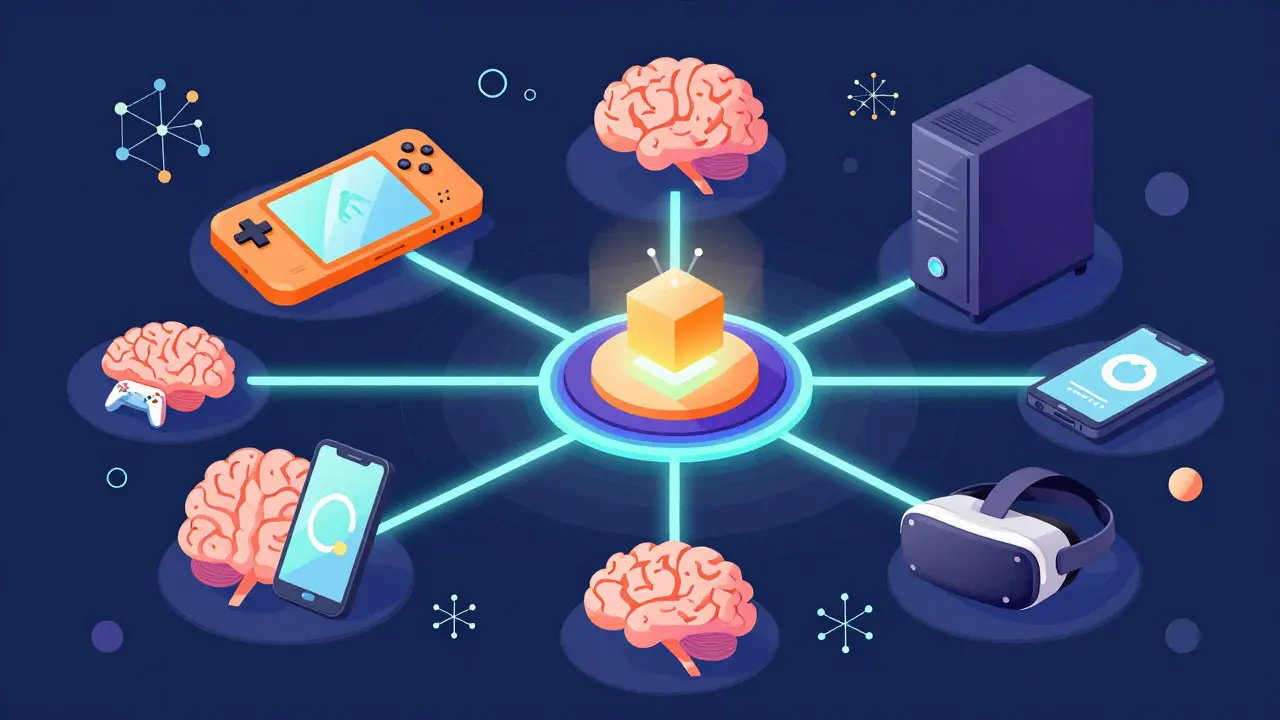 Иллюстрация кроссплатформенности и интеграции ИИ в игровые устройства