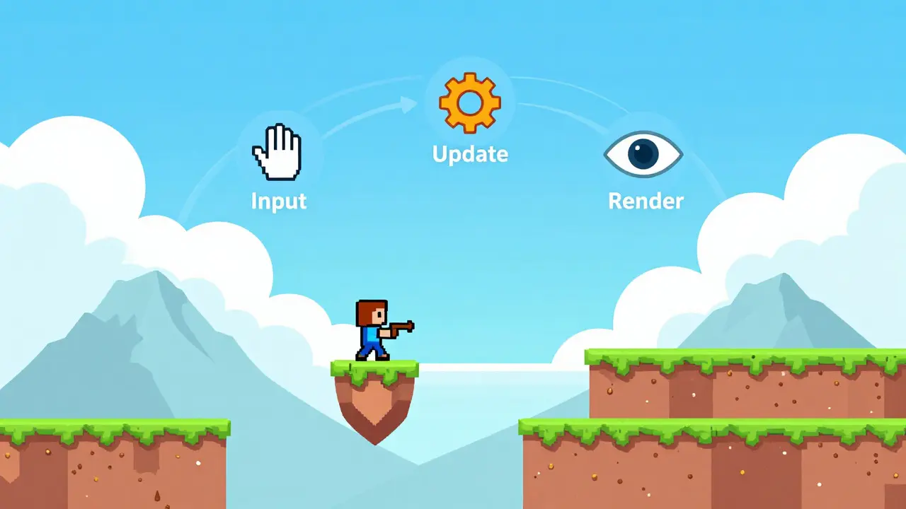 Простая 2D-игра с визуализацией этапов игрового цикла