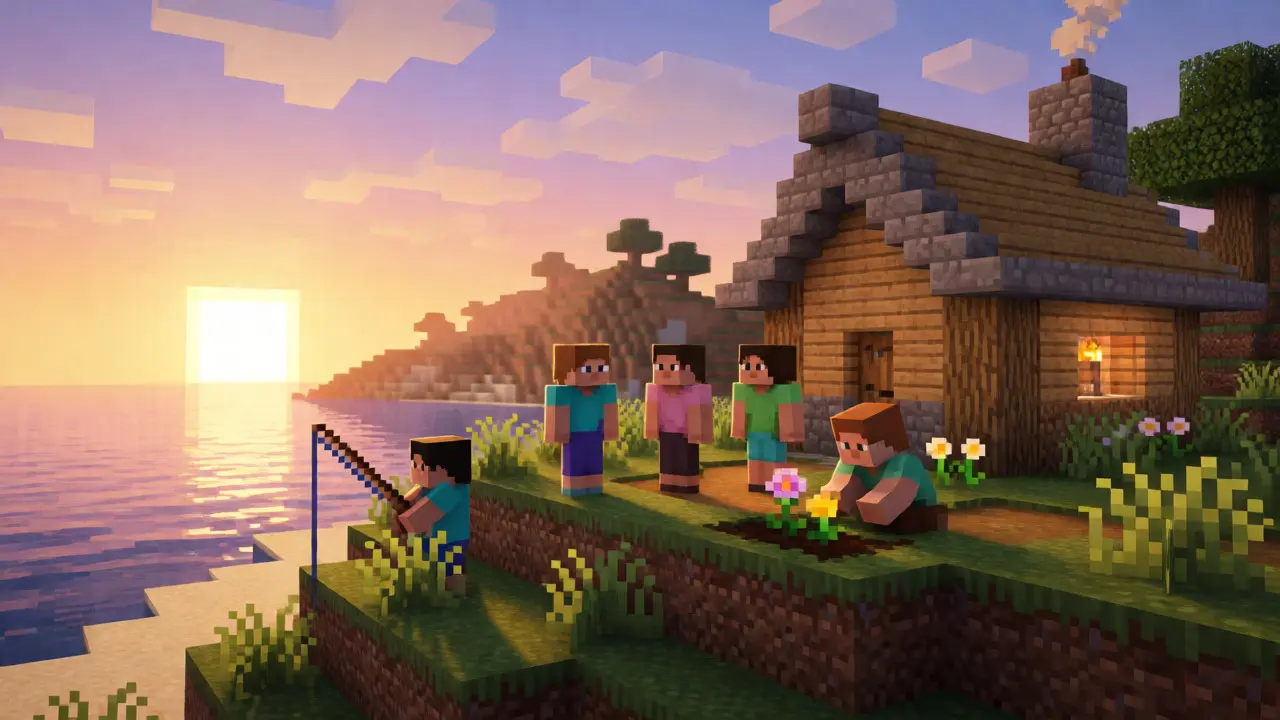 Семейные аватары в спокойном мире Minecraft