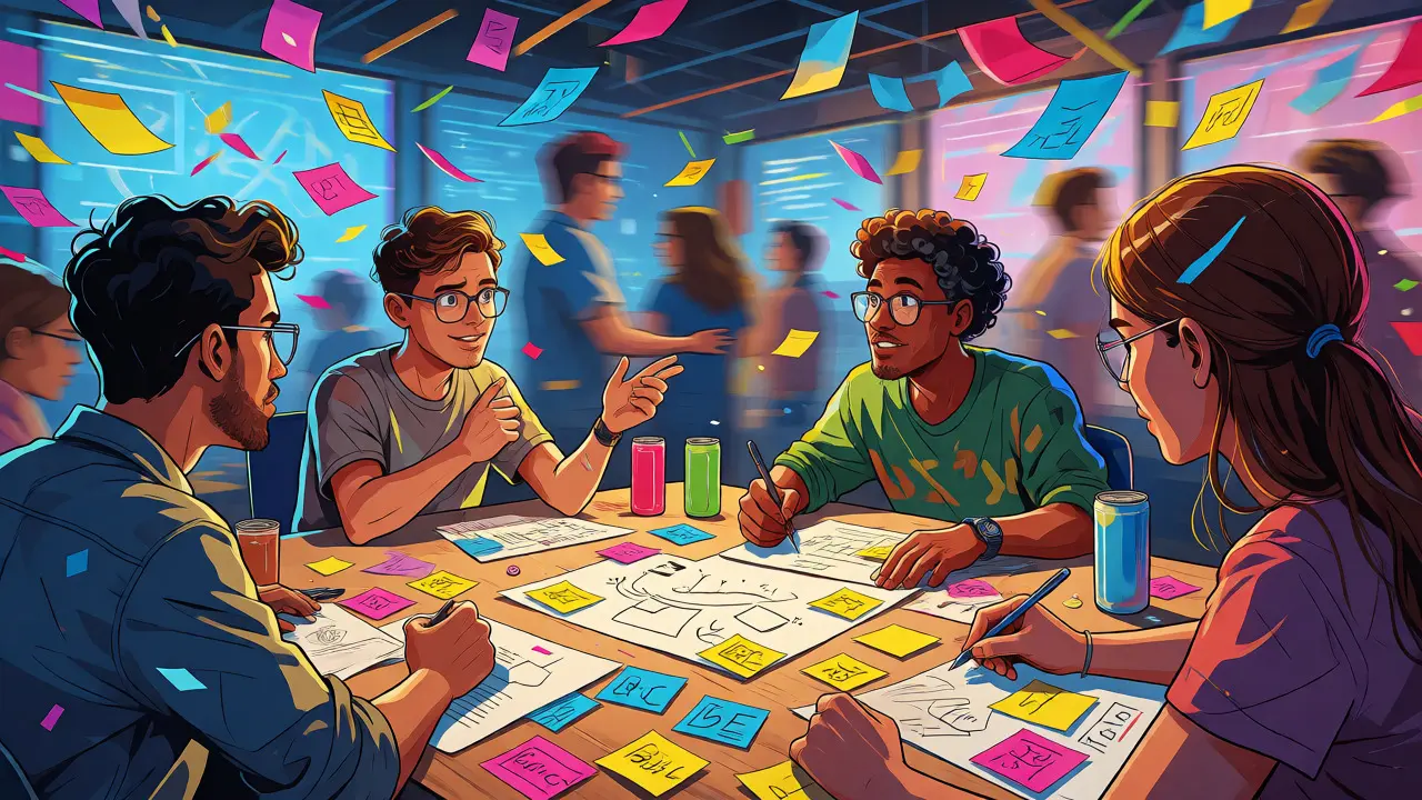 Команда разработчиков работает над игрой на интенсиве Game Jam